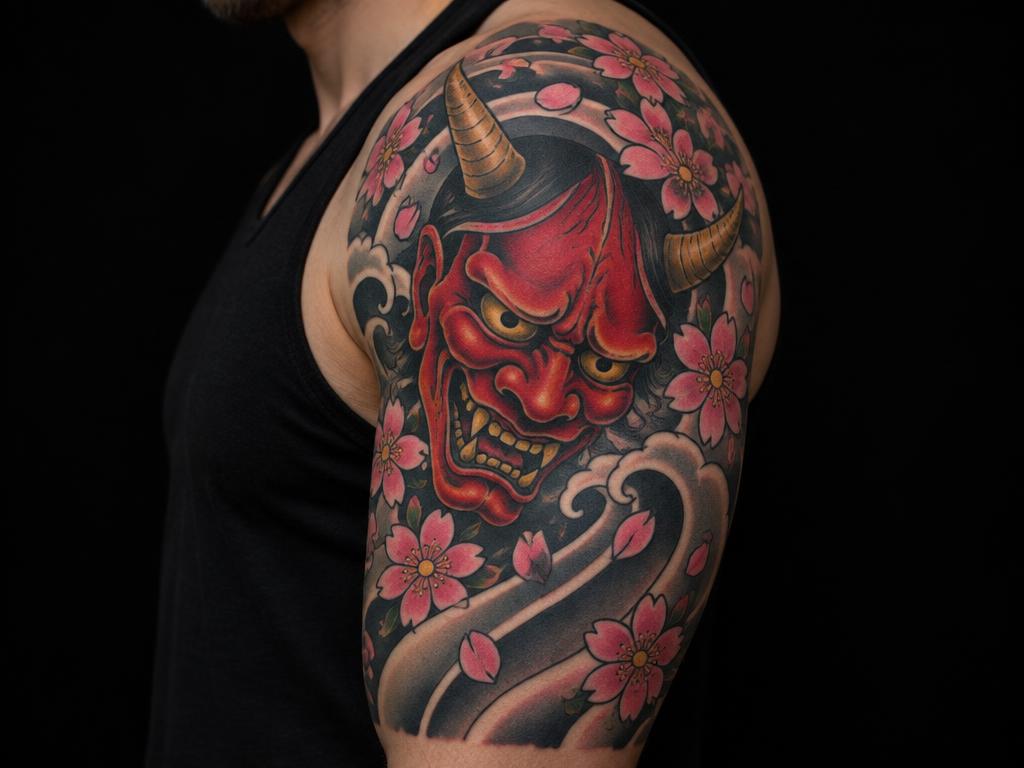 Hannya half-sleeve — Japanese tattoo by Josh