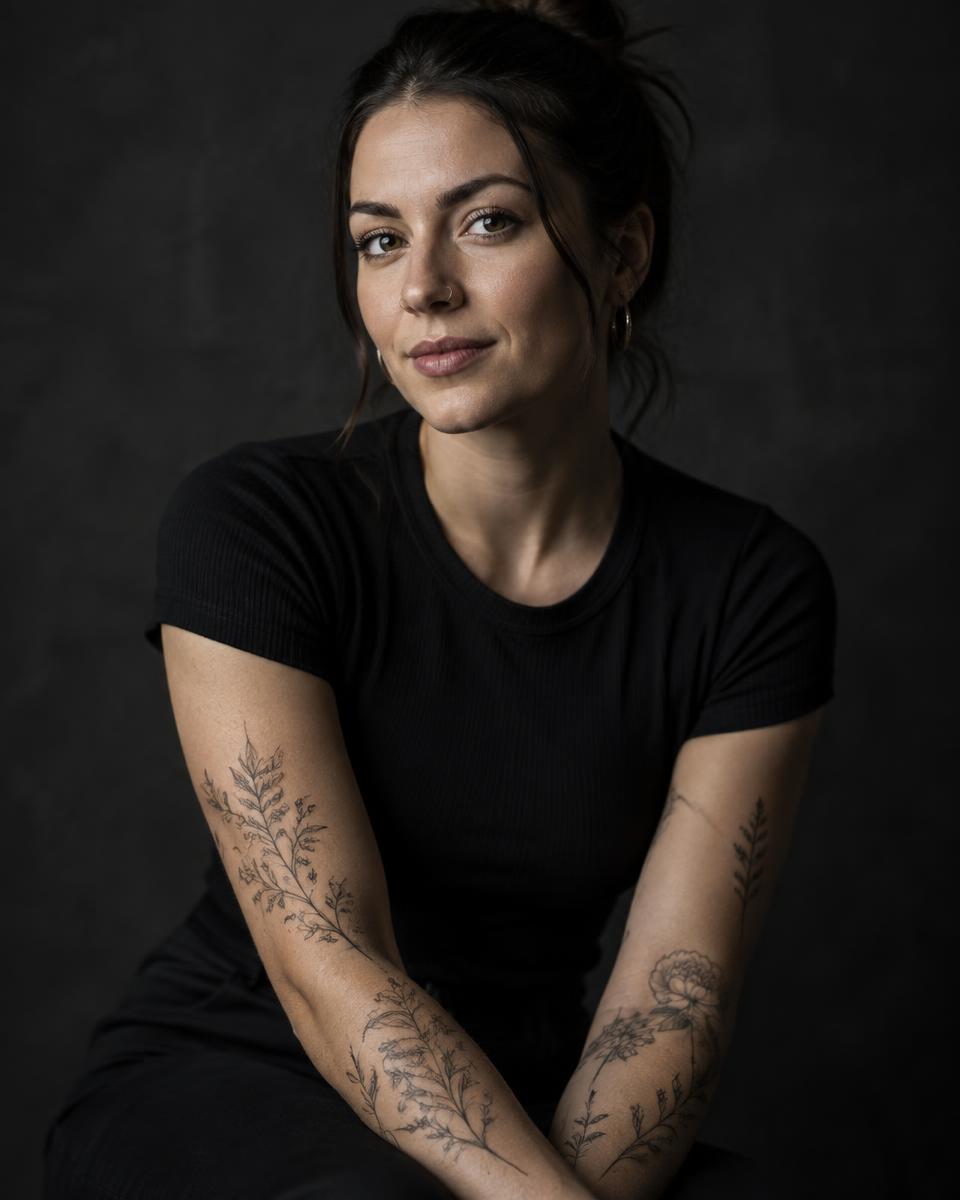 Portrait of Maya, Fine Line / Botanical artist at INK & IRON